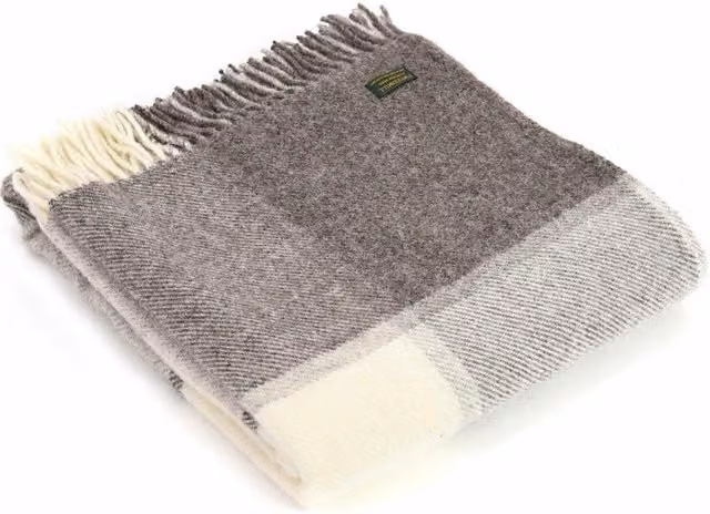 Tweedmill Jacob Block Check Grey Wool Throw