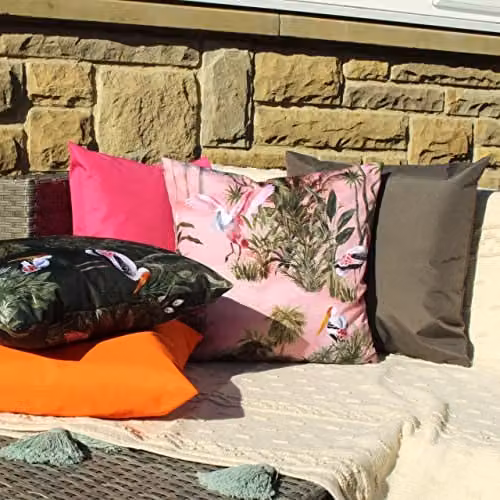Paoletti Platalea Botanical Floral Outdoor Cushion, Pink, 43 x 43 cm – 3