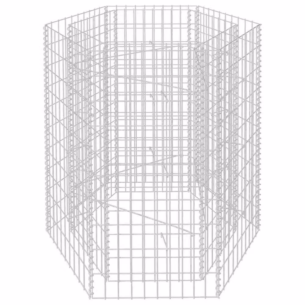 Berkfield Home Hexagonal Gabion Raised Bed in Silver, W/D/H: 100 x 90 x 100 cm – 2