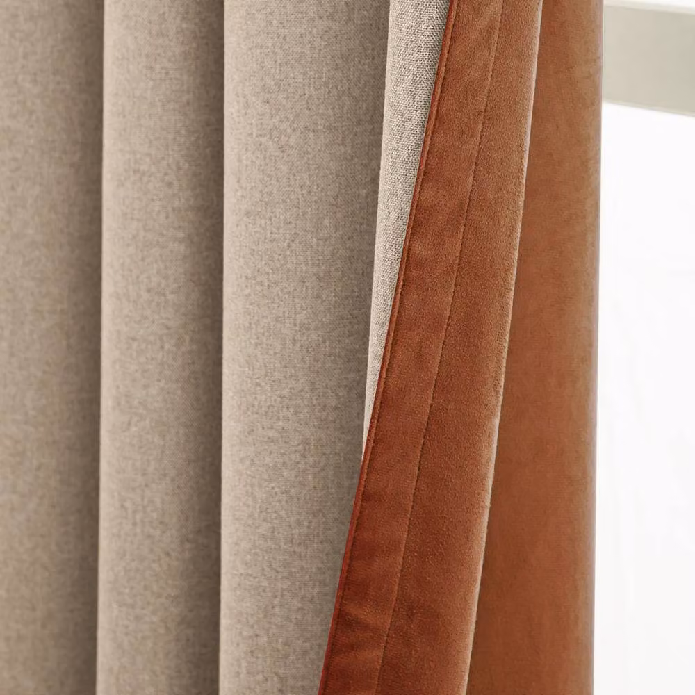 Furn Verso Blackout Eyelet Curtain Pair in Orange, Width: 137 cm, Height: 168 cm – 4