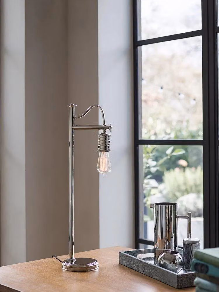 Netlighting Douille 1 Light Table Lamp in Polished Nickel and Grey with E27 Socket – 2