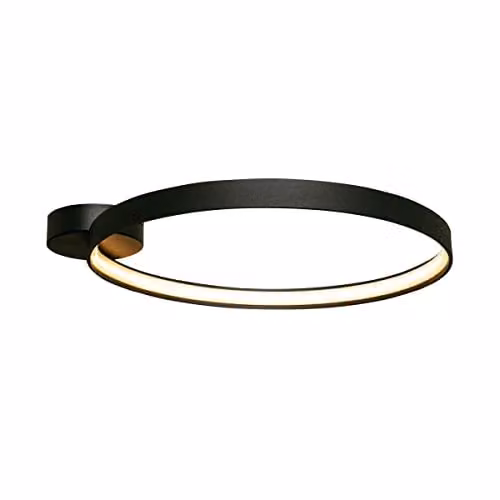 Netlighting Circle Integrated LED Semi Flush Ceiling Light in Matt Black, 5520lm, 3000K Warm White