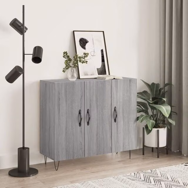 Berkfield Home Grey Sonoma Sideboard in Engineered Wood, W/D/H: 90 x 34 x 80 cm – 1