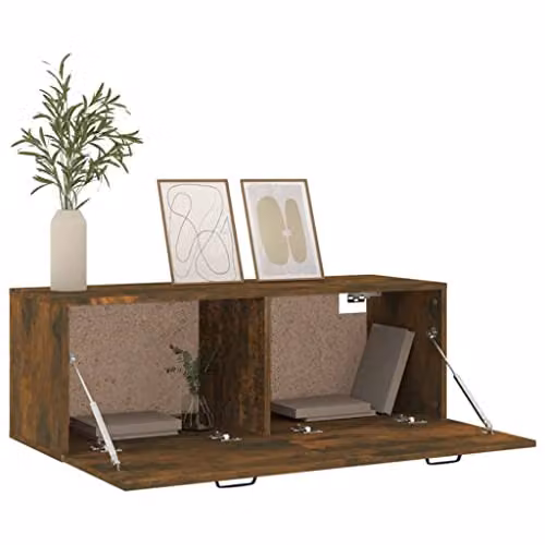 vidaXL Wall Cabinet in Smoked Oak, Brown, W: 100 cm, D: 36.5 cm, H: 35 cm – 4