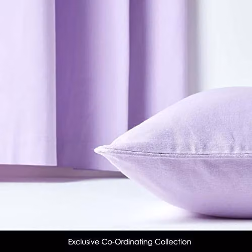 Homescapes Plain Purple Cotton Eyelet Curtain Pair, Width: 117 cm, Drop: 137 cm – 3