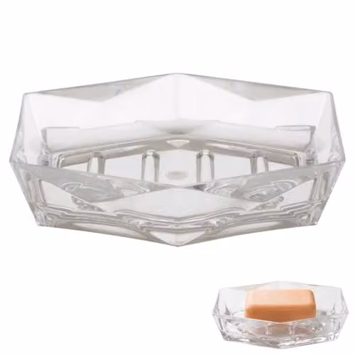 Orsina Geometric Acrylic Soap Dish in Transparent, W/D/H: 12 x 4 x 15 cm