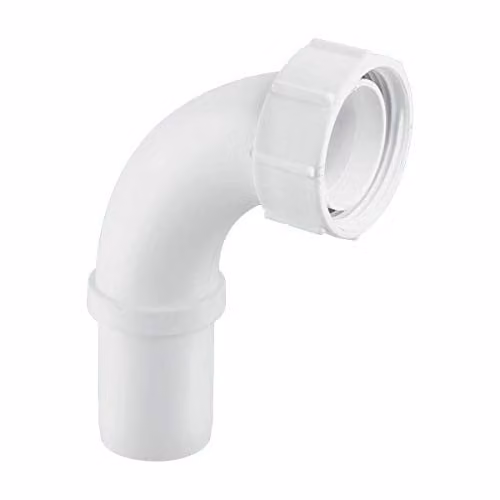 McAlpine S5 1.25 inch White 90 Degree Knuckle Overflow Bend and BSP Coupling Nut