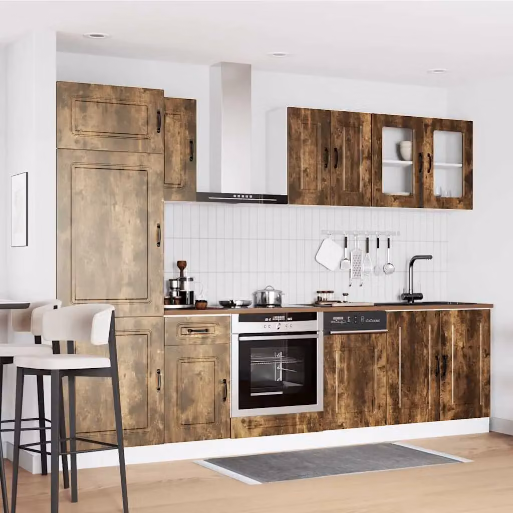 Berkfield Home Kalmar 8 Piece Kitchen Cabinet Set in Smoked Oak Brown Engineered Wood – 2