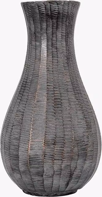 Perch & Parrow Farley Fluted Geometric Tabletop Vase in Antique Grey - Small