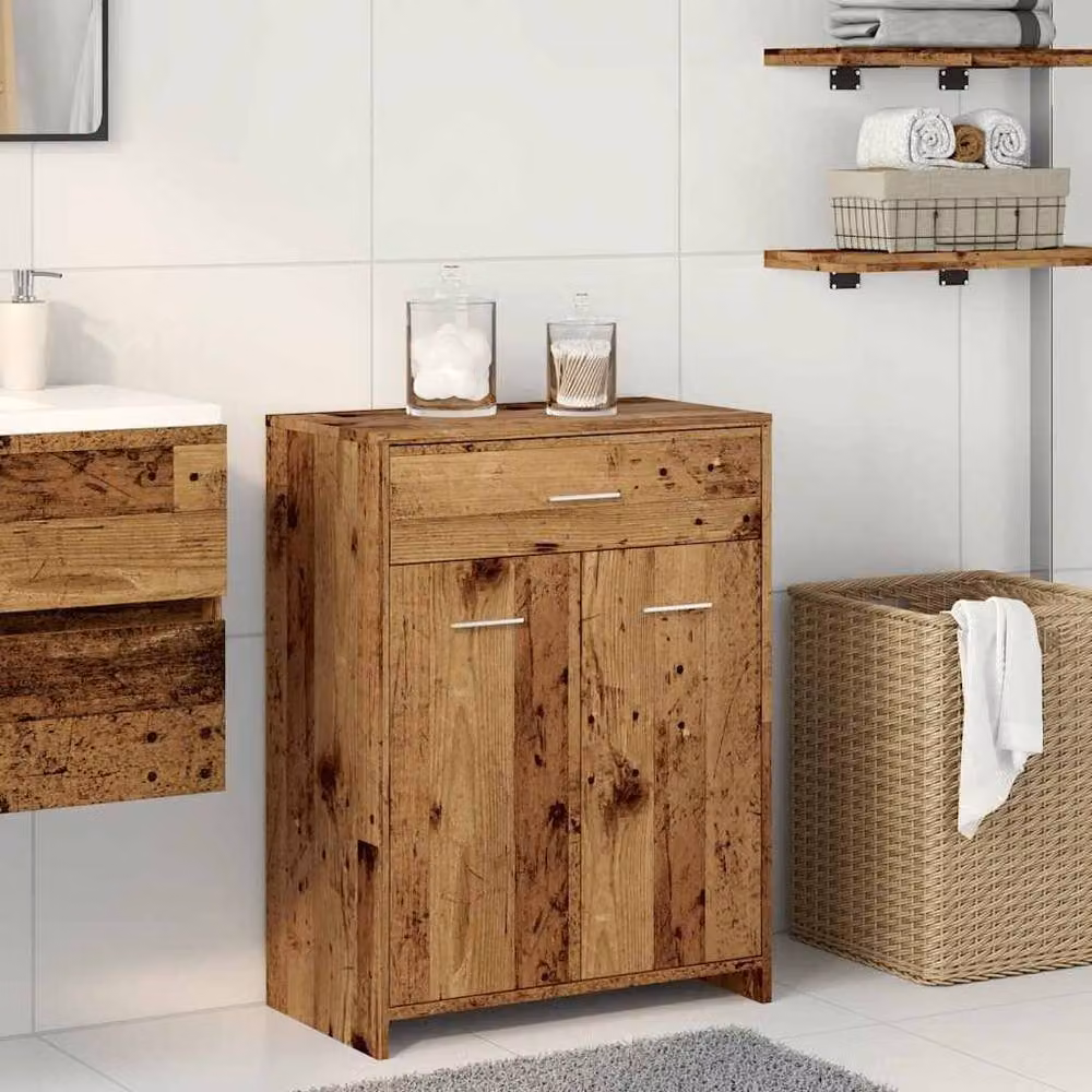 Berkfield Home Bathroom Cabinet in Brown Old Wood, W/D/H: 60 x 33 x 80 cm – 3