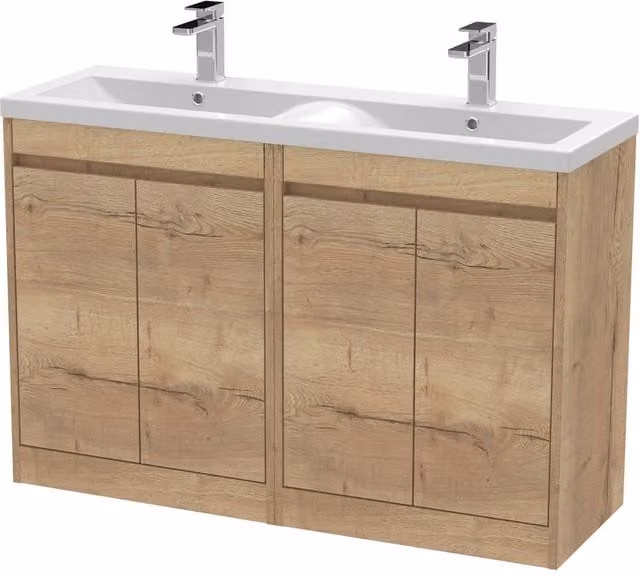 Balterley Chartley 4 Drawer Vanity Unit with Ceramic Basin in Autumn Oak Brown W/D/H: 120 x 39.5 x 83.5 cm – 1