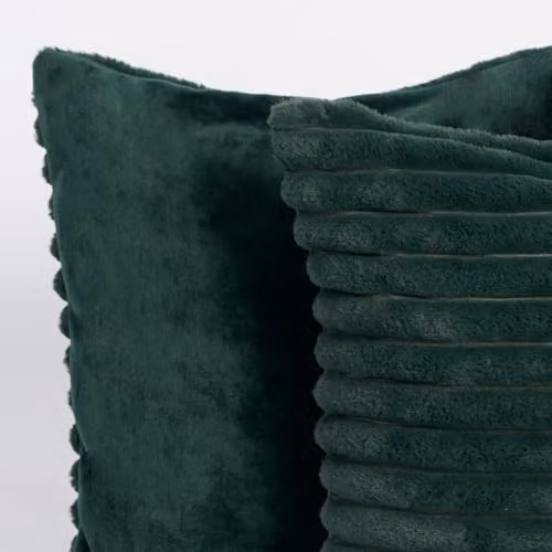 OHS Pack of 2 Faux Fur Ribbed Square Cushion Covers in Green, W/D/H: 45 x 45 x 45 cm – 4