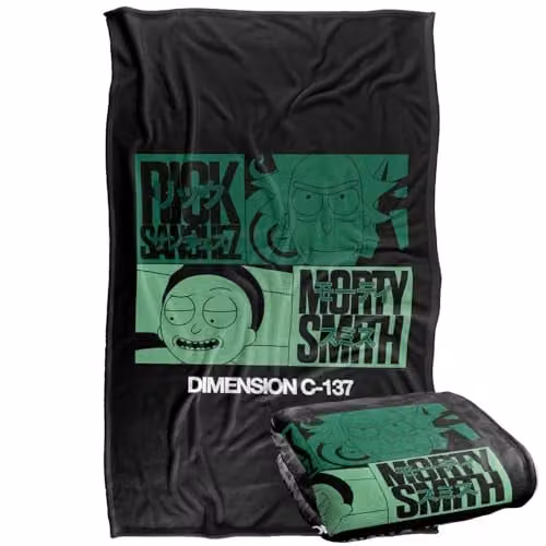 Warner Bros. Rick and Morty C137 Manga Super Soft Fleece Throw Blanket, Multicolour, W: 91.44 cm x D: 147 cm – 1