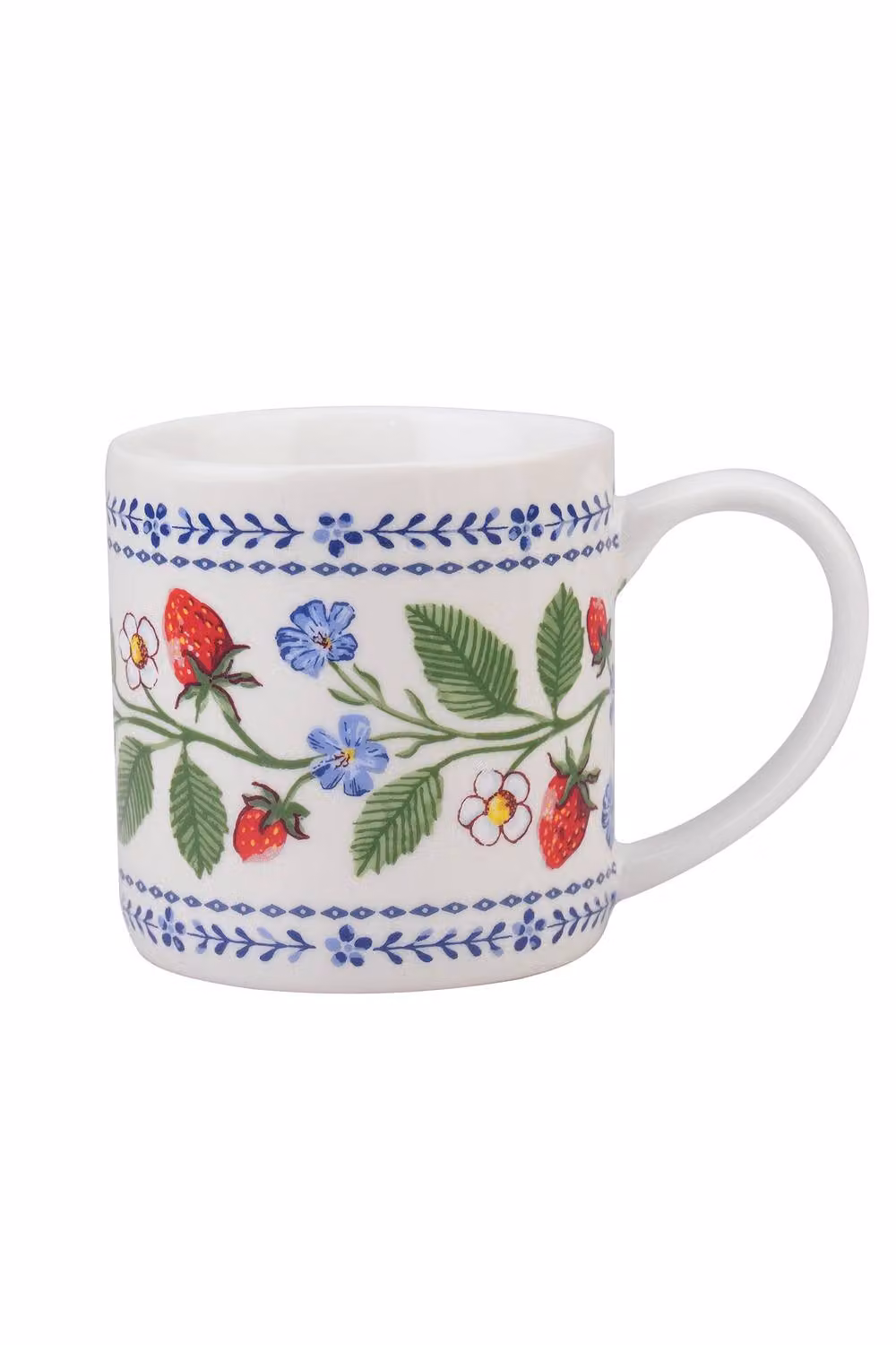 Ulster Weavers Strawberry Patch Floral Bone China Mug in Green, Blue and Multicolour, 250 ml – 2