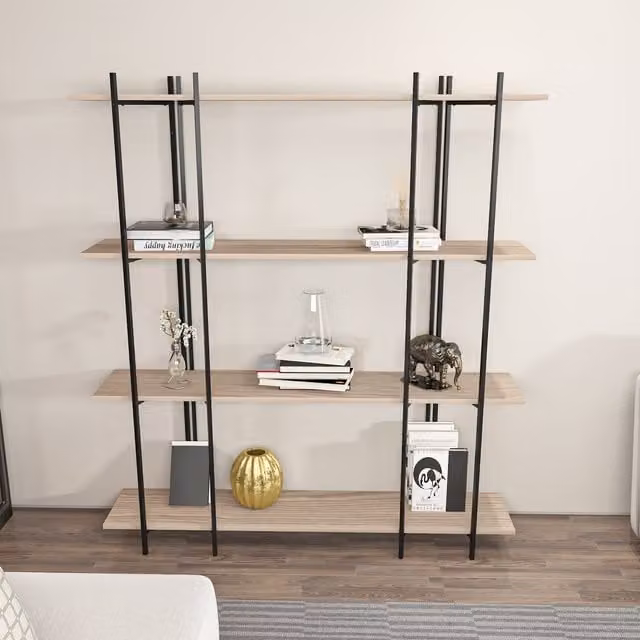 Decorotika Moss 4-Tier Industrial Bookshelf in Black