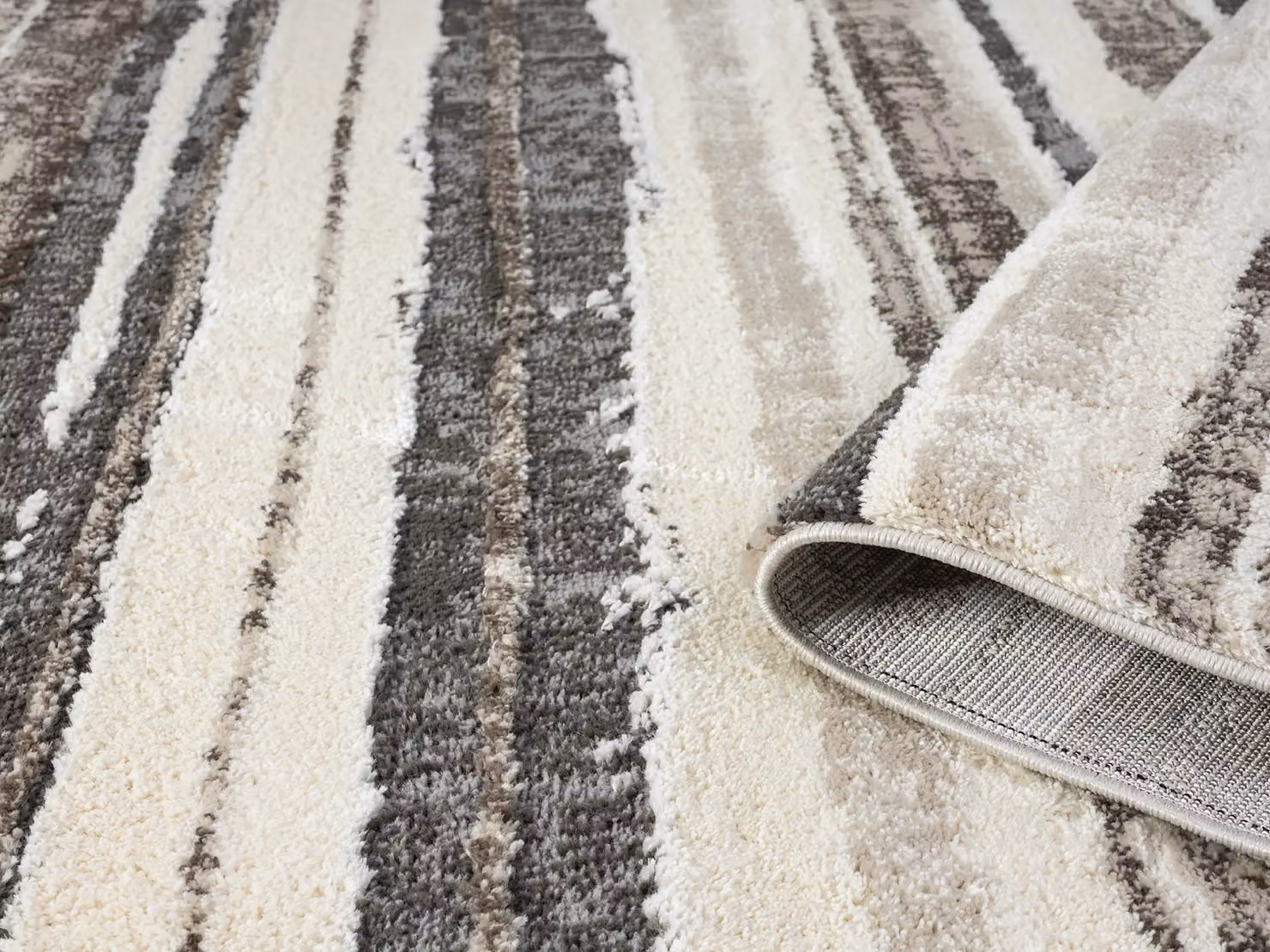 Desire Rugs Eleanor Modern Striped Area Rug with High-Low Effect in Beige and Brown, W: 160 cm, L: 230 cm – 3