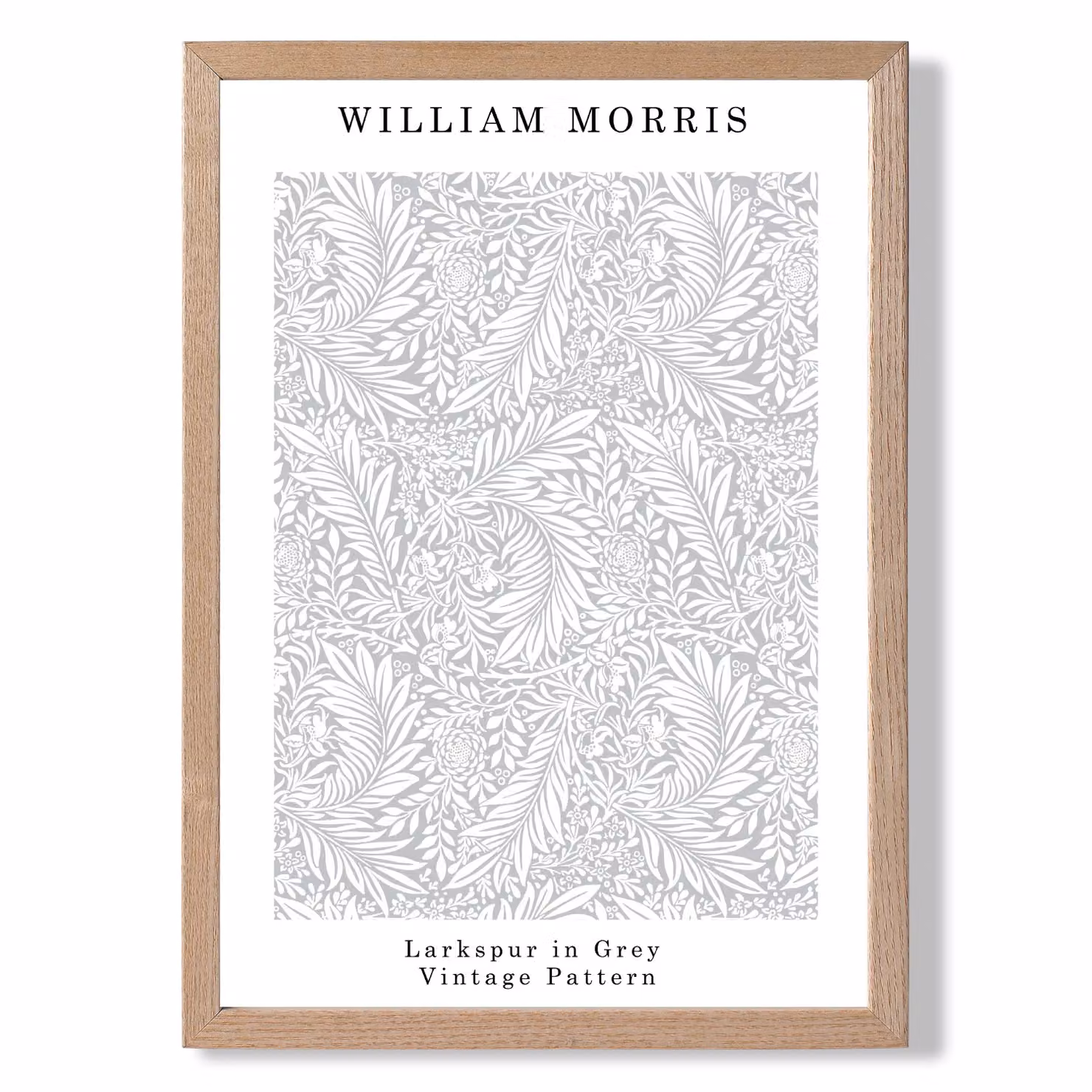 ARTZE William Morris Larkspur Floral Art Print in Grey with Light Grey Oak Frame – 2