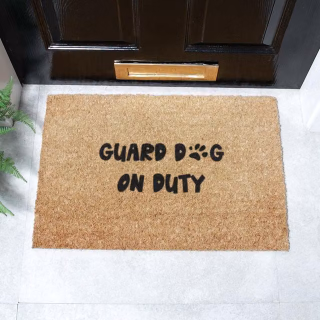 Artsy Mats Guard Dog On Duty Coir Doormat, Brown, W: 60 cm, D: 40 cm