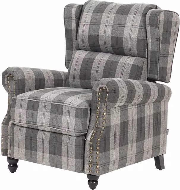 Garden Sanctuary Grey Linen Fabric Upholstered Pushback Reclining Armchair