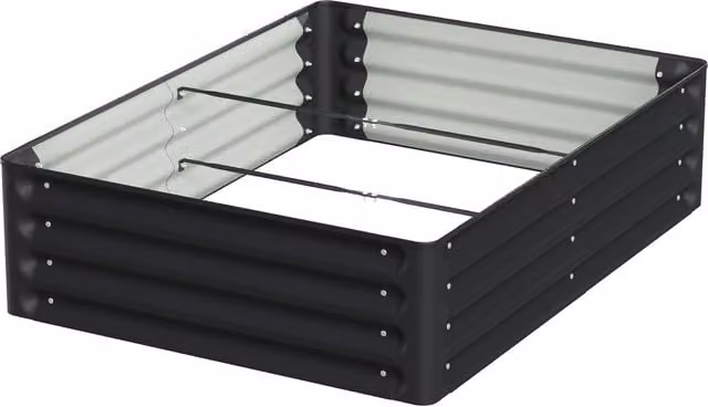 Livingandhome Metal Raised Garden Bed, Black, W: 120 cm, D: 90 cm, H: 30 cm