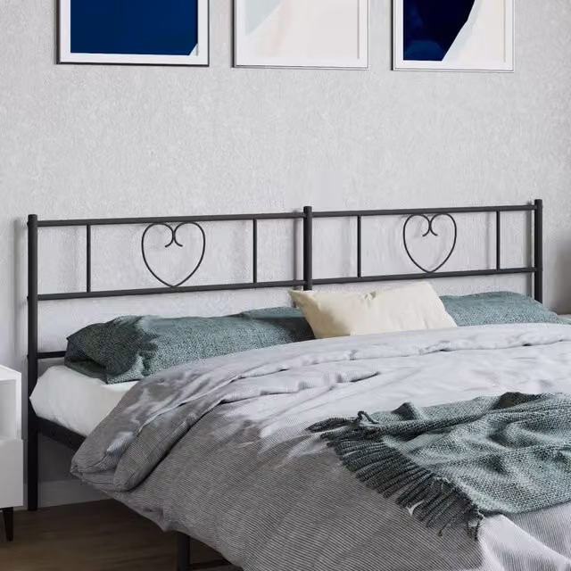 Berkfield Home Classic Metal Headboard in Black – 1