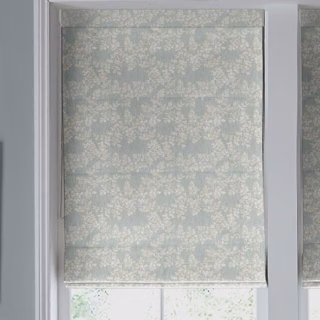 Laura Ashley Burnham Woven Blackout Roman Blind in Floral Green and Blue