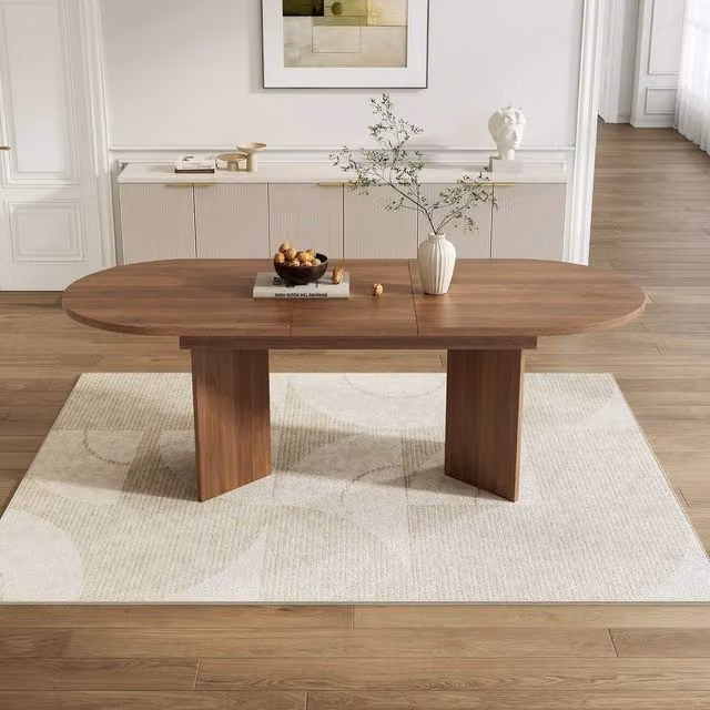 Matteo Walnut Oval Extendable Dining Table in Brown, 4-6 Seater