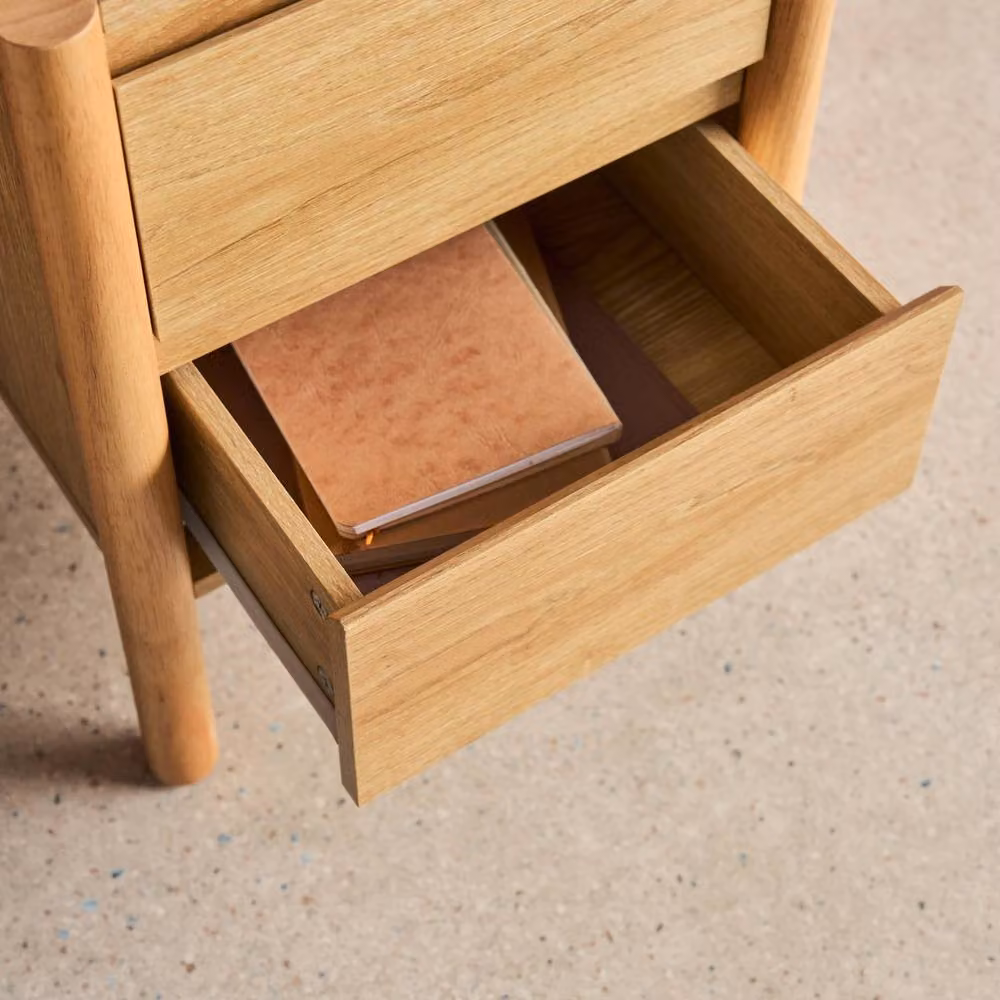 sweeek Modern Brown Wood Bedside Table with 2 Drawers – 3