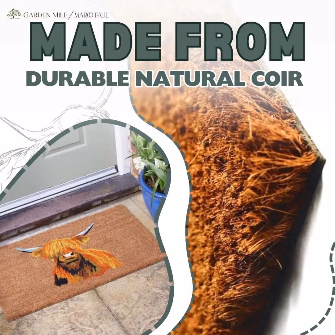 Marco Paul Highland Cow Non Slip Coir Door Mat, Multicolour, W: 75 cm, D: 45 cm – 5
