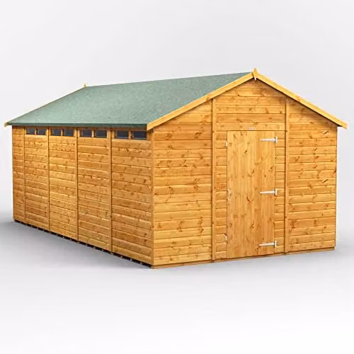 Powersheds Premium Wooden Apex Security Shed in Natural Brown with 12mm Timber and Toughened Glass Windows