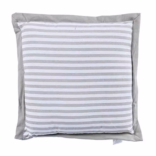 HOMESCAPES Grey and White Striped Square Seat Pad for Dining and Garden Chairs, 40 x 40 cm