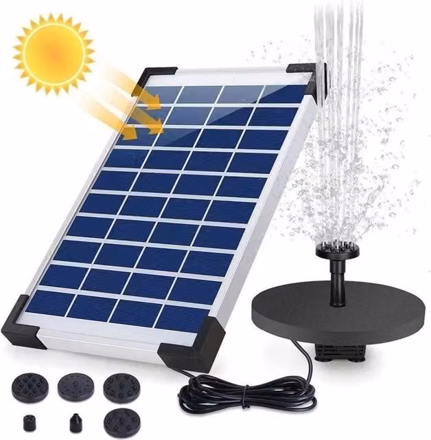 NESTLUNE Solar Powered Water Pump Fountain in Black, 380L/h, 5W, W/D/H: 100 x 60 x 60 cm – 1