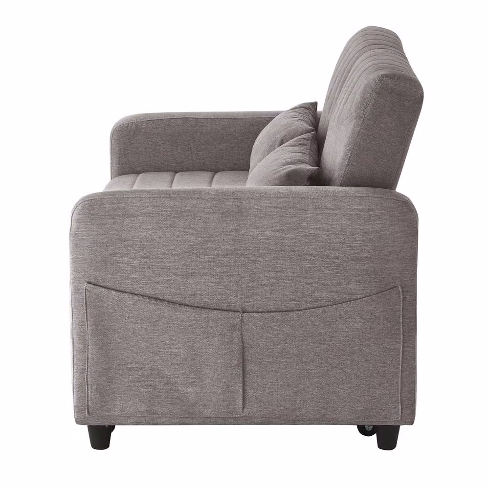 ModernLuxe 2-Seater Fold-out Sofa Bed in Grey with Pull-out Drawer and Scatter Cushions – 5