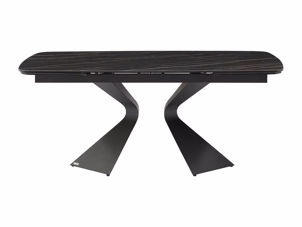 Vente-unique Extendable Modern Dining Table in Black with Ceramic and Tempered Glass Top, Seats 6, W/D/H: 100 x 90 x 76 cm – 2