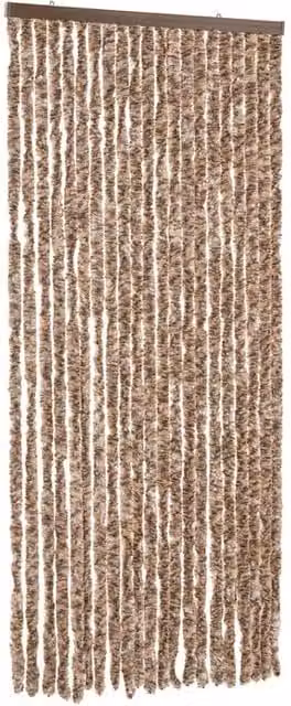 Berkfield Home Chenille Fly Curtain in Beige and Dark Brown, W: 90 cm, H: 200 cm – 1