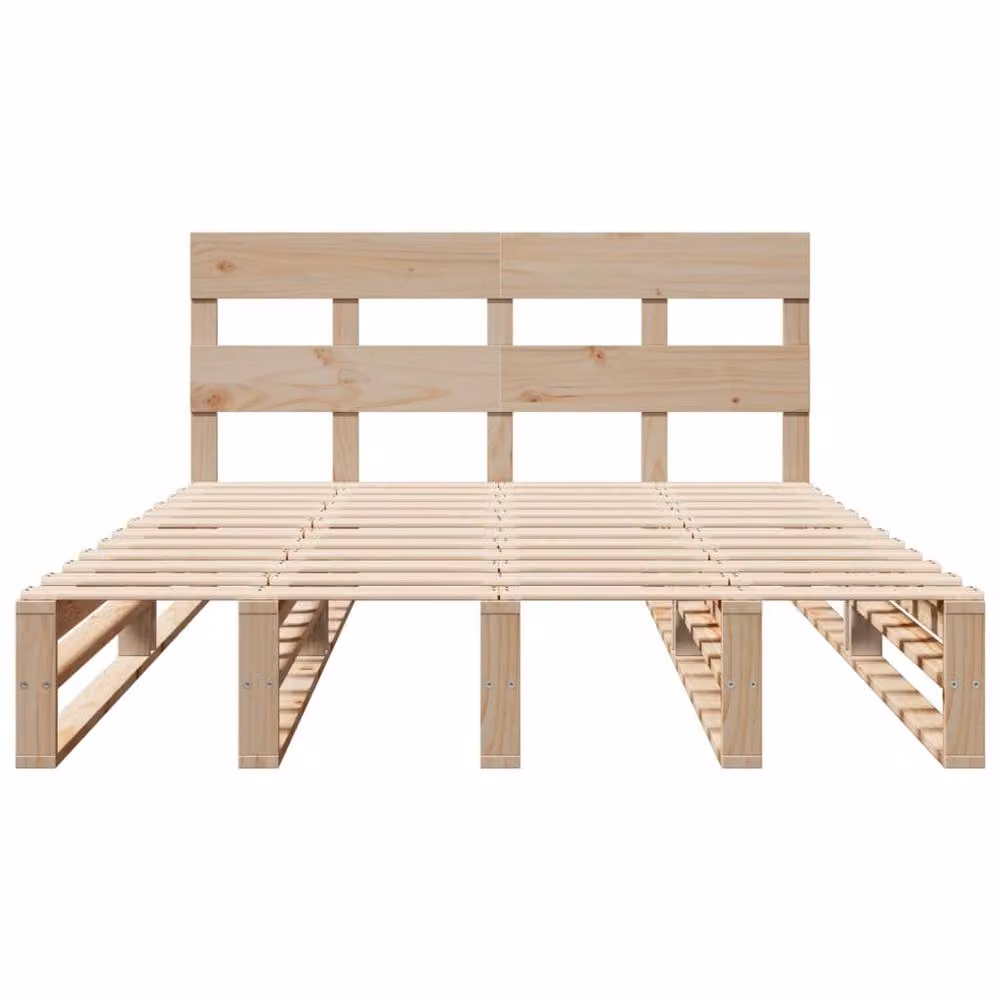 Berkfield Home Small Double Solid Wood Pine Bed Frame in Light Brown, W/D/H: 120 x 200 cm – 2