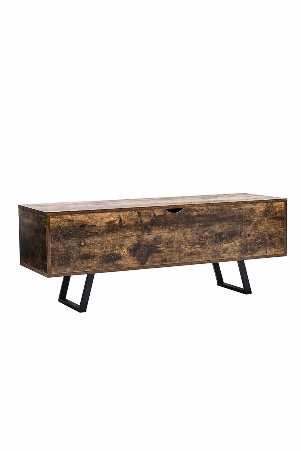 H&O Direct Industrial Style Wooden Flip Top Storage Bench Cabinet in Brown and Black – 2