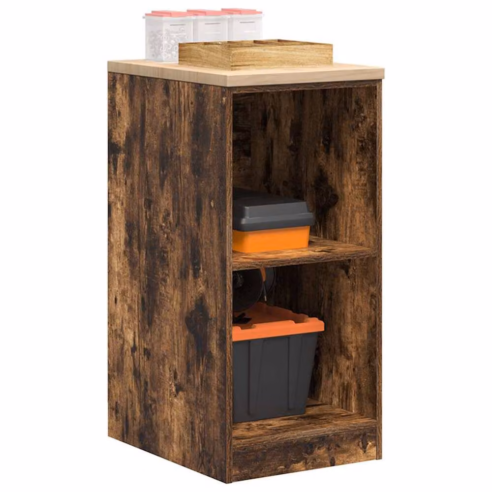 Berkfield Home Garage Storage Cabinet in Smoked Oak Brown, Solid Wood and MDF, W/D/H: 40 x 51 x 85 cm – 2