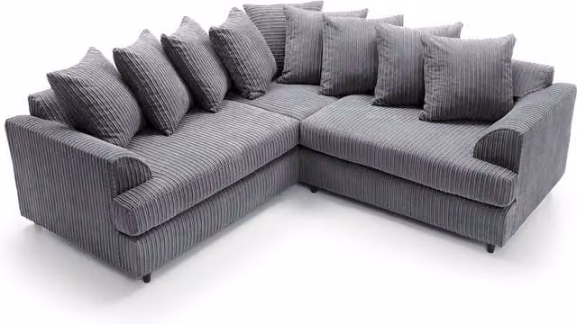Abakus Direct Ferguson L-Shape Corner Sofa in Grey Fabric with Scatter Cushions