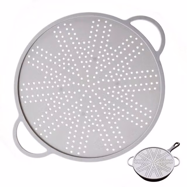 FLAVORA 3 in 1 Silicone Splatter Screen, Trivet and Strainer in Grey, Diameter: 28 cm