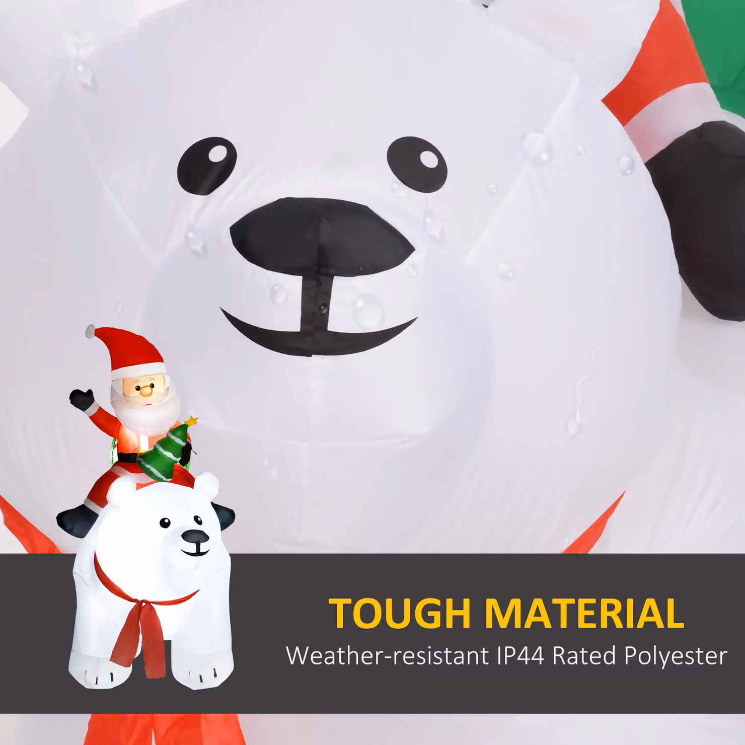 OUTSUNNY 6.6ft Christmas Inflatable Santa Claus with Polar Bear for Garden, White – 4