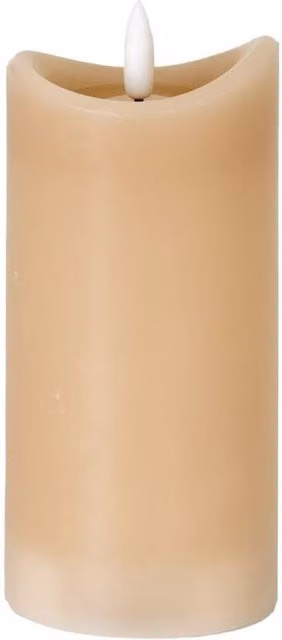 KDMD Luxe Collection Natural Glow Taupe Melted LED Pillar Candle with Flicker Effect