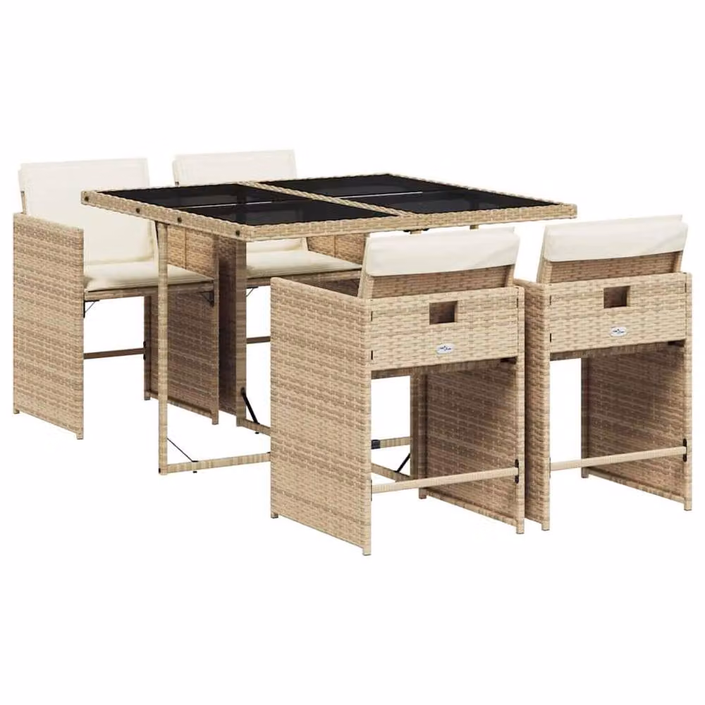 Berkfield Home Garden Dining Set in Beige, Black and White – 2