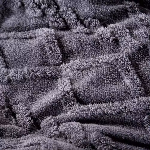 OHS 10.5 Tog Cable Knit Teddy Fleece Coverless Duvet and Pillowcase Set, Grey, W/D/H: 135 x 200 cm – 2