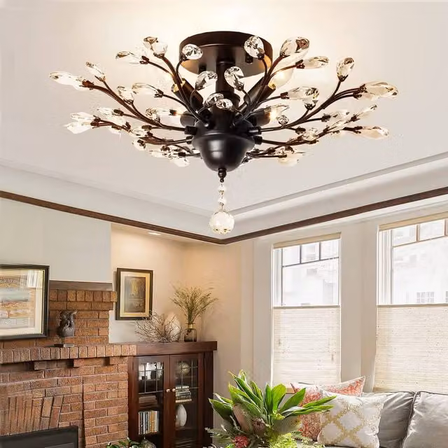 NIVOR Vintage 4-Light K9 Black Crystal Pendant Ceiling Light with Transparent Glass – 1
