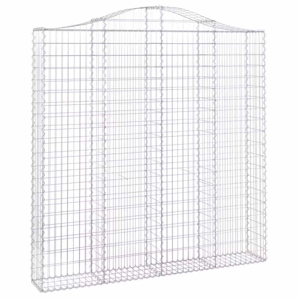 Berkfield Home Arched Gabion Basket in Silver Galvanised Steel, W: 200 cm, D: 30 cm, H: 200-220 cm – 2