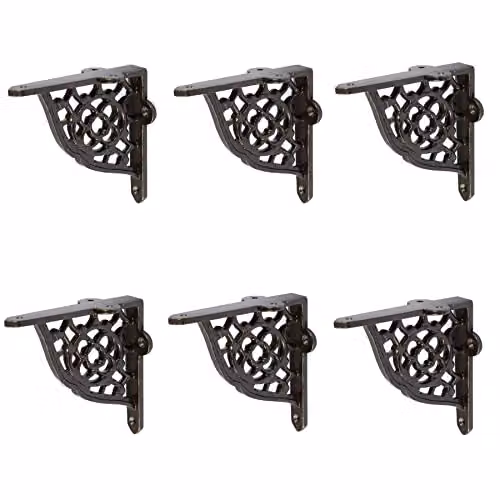 Hammer and Tongs Honeycomb Iron Wall Mounted Shelf Brackets, Raw Metal, Pack of 6 – 2
