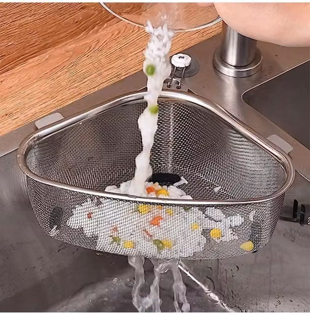 Living and Home Stainless Steel Round Wire Mesh Sink Strainer Basket in Silver