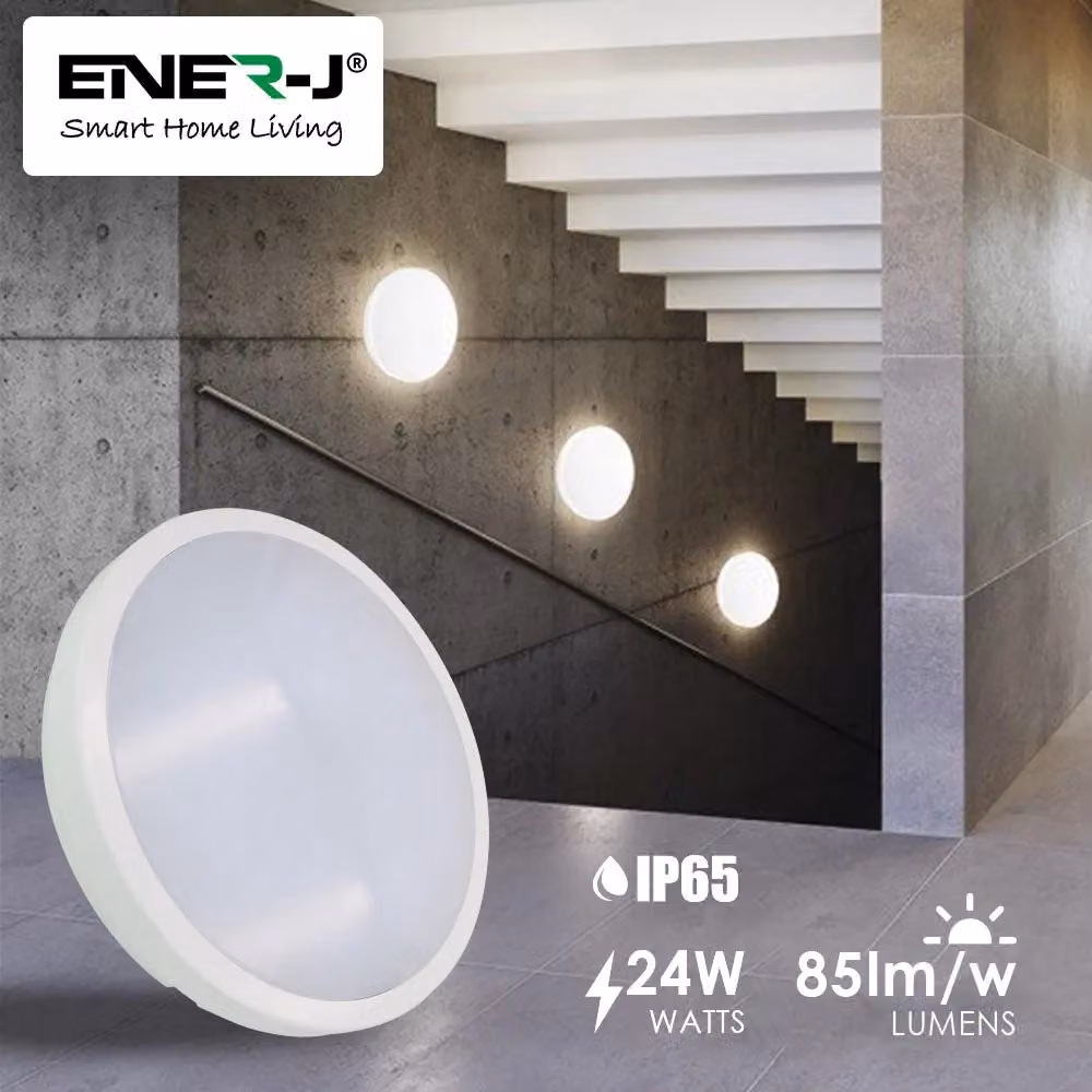 ENER-J 24W LED Bulkhead Ceiling Light in White, Diameter: 25 cm, Height: 19 cm – 2