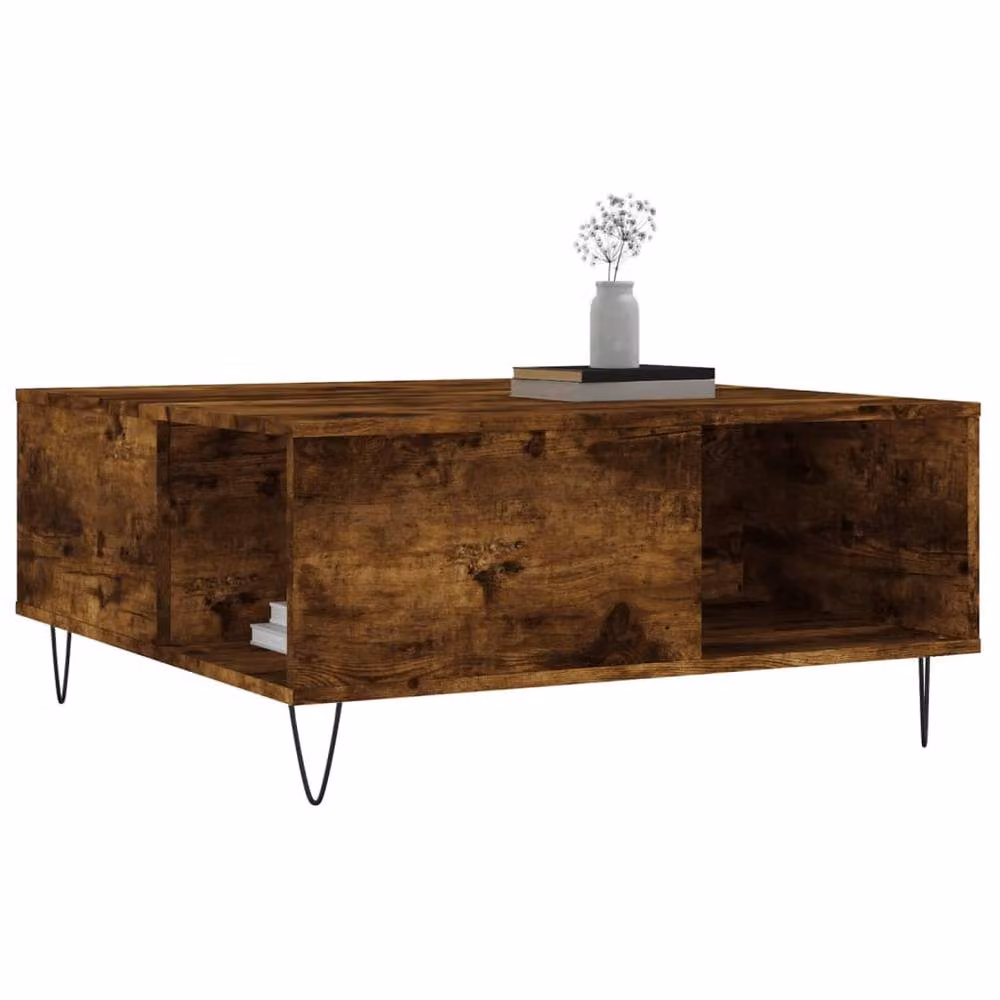 Berkfield Home Modern Square Coffee Table in Smoked Oak Brown, W/D/H: 80 x 80 x 36.5 cm – 3
